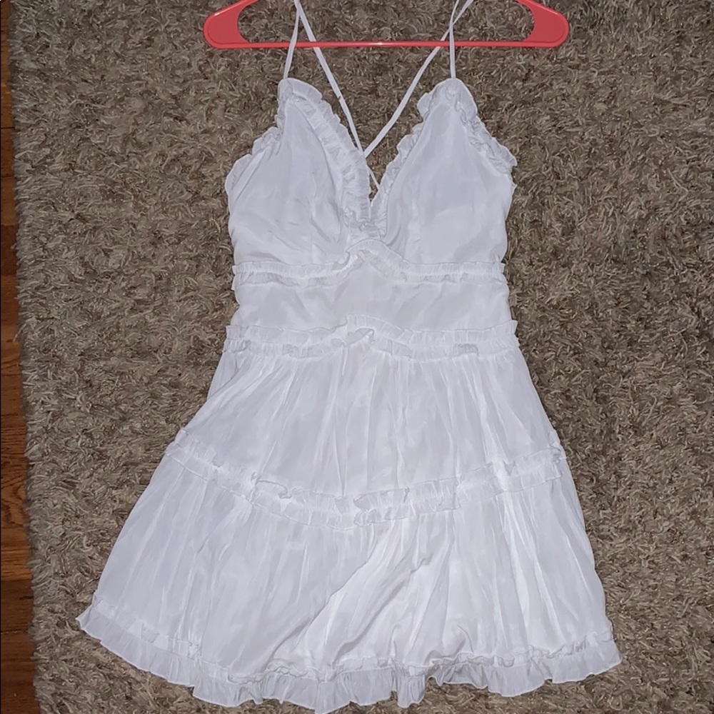 White Ruffle Detail Dress